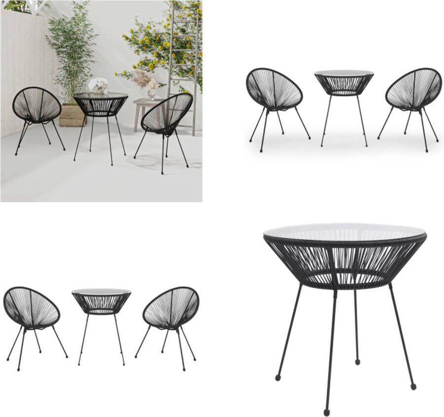 VidaXL 3-delige Tuinset zwart Eetset Eetsets Eethoek Tafel