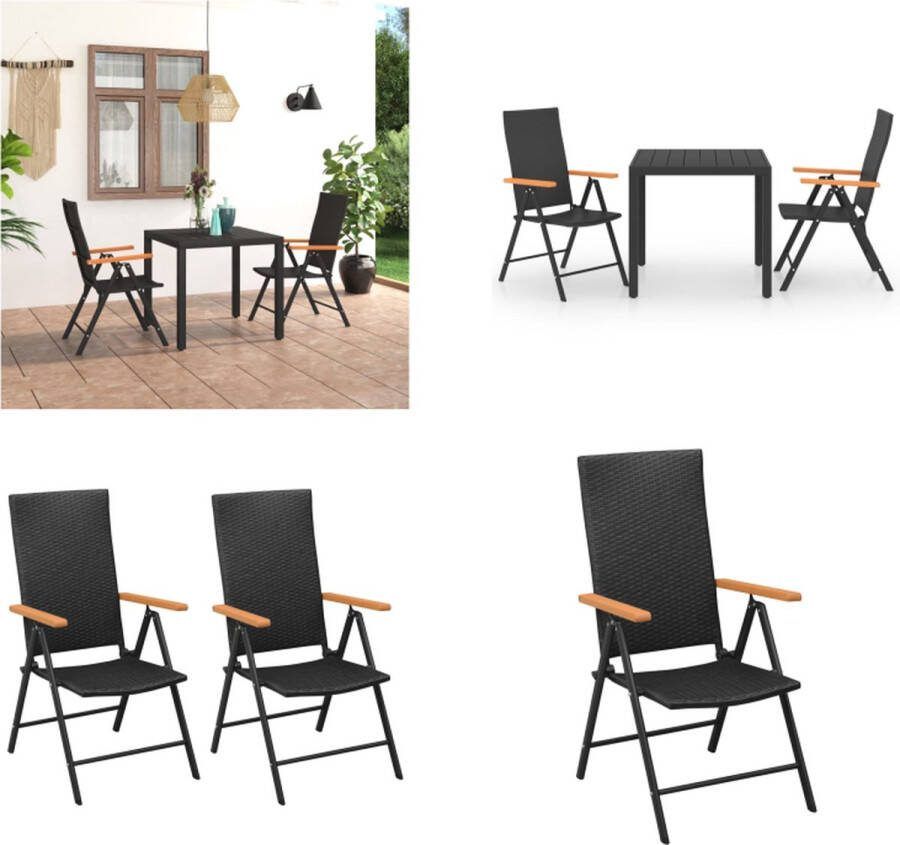 VidaXL 3-delige Tuinset zwart en bruin Eetset Eetsets Tuinset Tuinsets