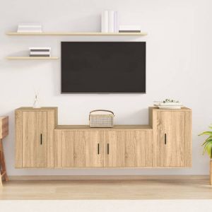 VidaXL 3-delige Tv-meubelset bewerkt hout sonoma eikenkleurig