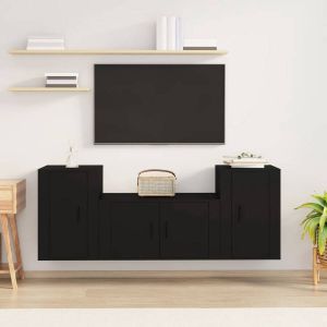 VidaXL 3-delige Tv-meubelset bewerkt hout zwart