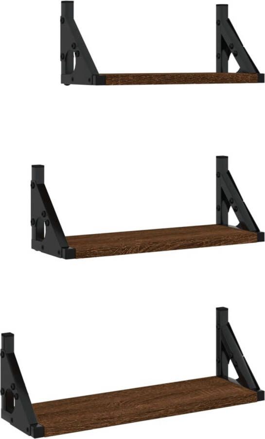 VidaXL -3-delige-Wandschappenset-bewerkt-hout-bruin-eikenkleur