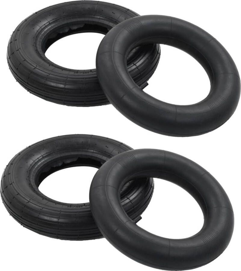 VidaXL -4-delige-Kruiwagenbanden--en-binnenbandenset-3.50-8-4PR-rubber