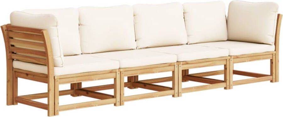 VidaXL 4-delige Loungeset met kussens massief acaciahout