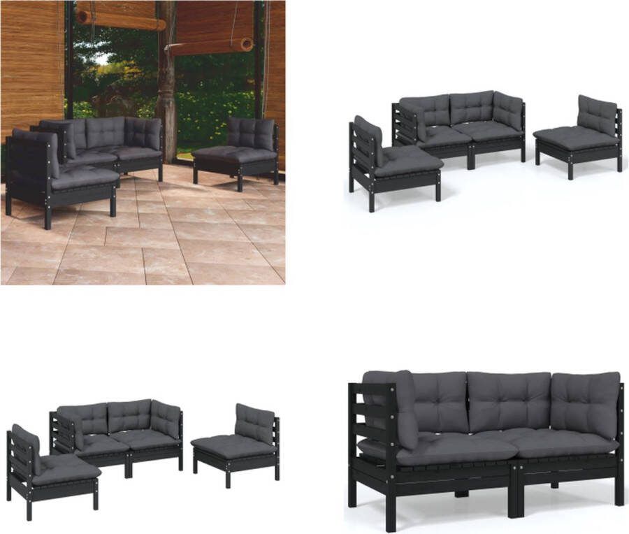 VidaXL 4-delige Loungeset met kussens massief grenenhout Loungeset Loungesets Lounge Set Lounge Sets