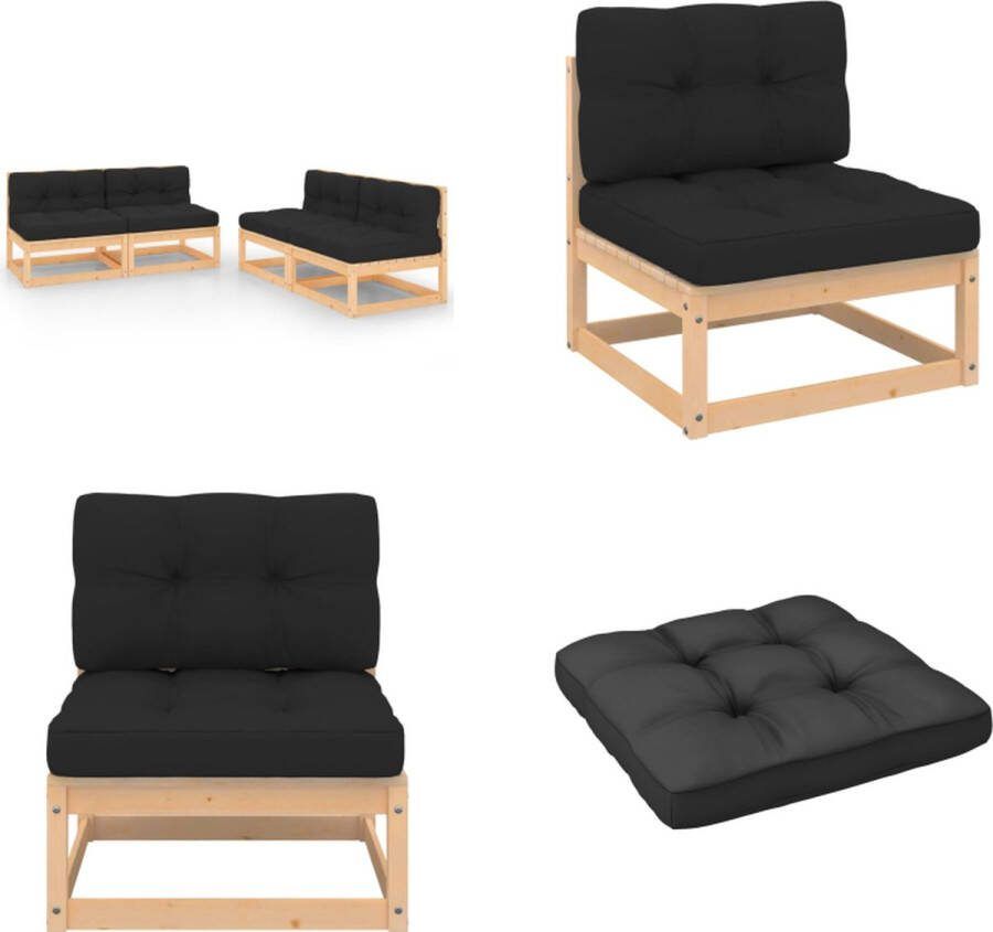 VidaXL 4-delige Loungeset met kussens massief grenenhout Loungeset Loungesets Tuinsets