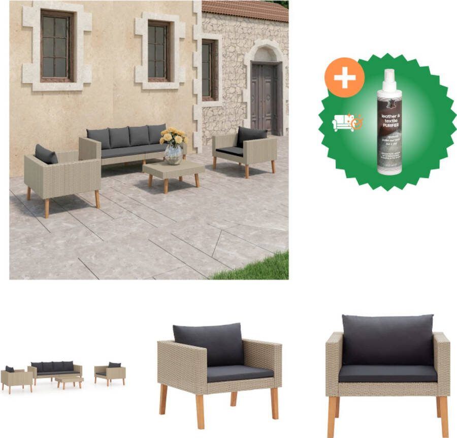 VidaXL Tuinset 4-delig PE-rattan gepoedercoat staal Beige Afmetingen banken- 165x67x60cm 76x67x60cm Salontafel- 70x50x33cm Tuinset Inclusief Reiniger