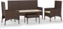 VidaXL -4-delige-Loungeset-met-kussens-poly-rattan-bruin - Thumbnail 1