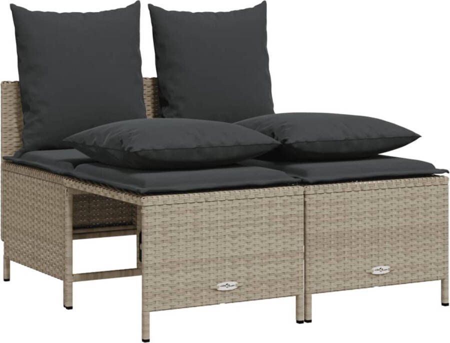 VidaXL 4-delige Loungeset met kussens poly rattan lichtgrijs