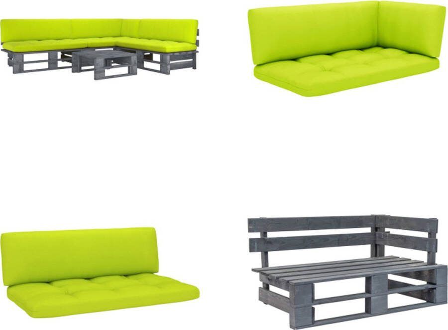 VidaXL 4-delige Loungeset pallet met kussens grijs geïmpregneerd hout Pallet Loungeset Pallet Loungesets Tuinset Tuinsets