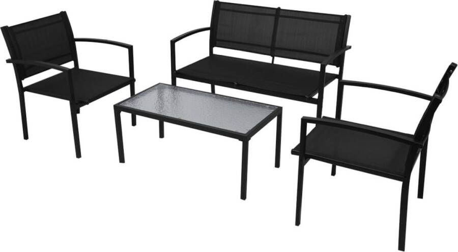 VIDAXL Tuintafel En Stoel Zwart Tuintafel Set