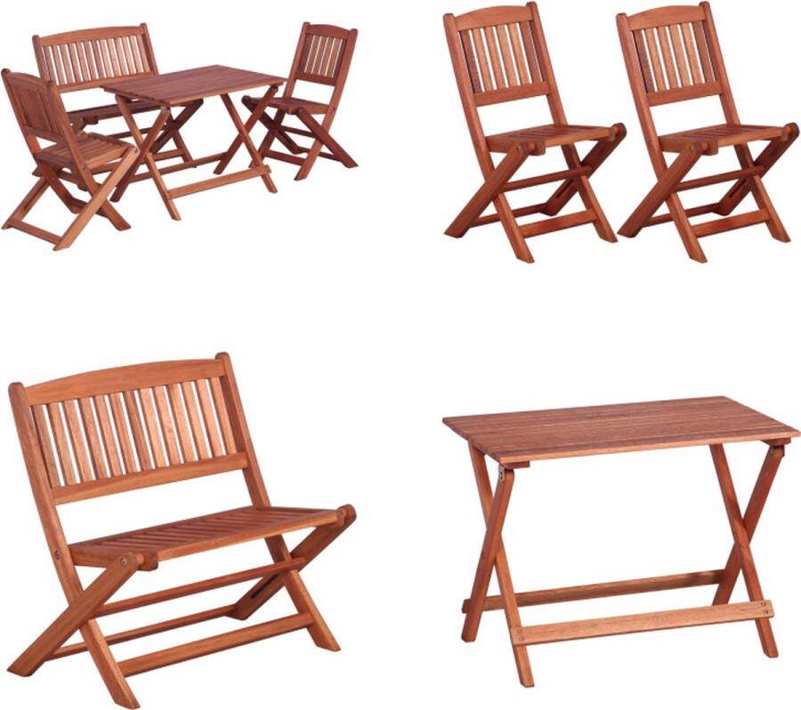 VidaXL 4-delige Tuinset voor kinderen massief eucalyptushout Eetset Eetsets Eethoek Eethoeken