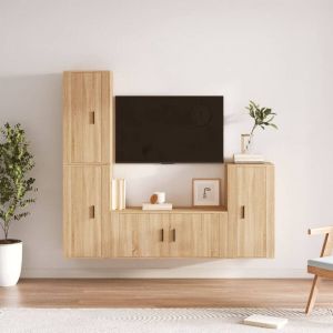 VidaXL 4-delige Tv-meubelset bewerkt hout sonoma eikenkleurig