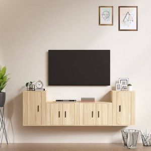 VidaXL 4-delige Tv-meubelset bewerkt hout sonoma eikenkleurig