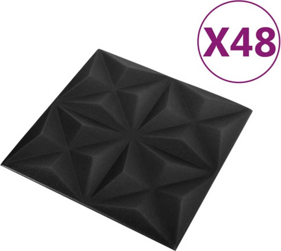 VidaXL 48 st Wandpanelen 3D origami 12 m² 50x50 cm zwart