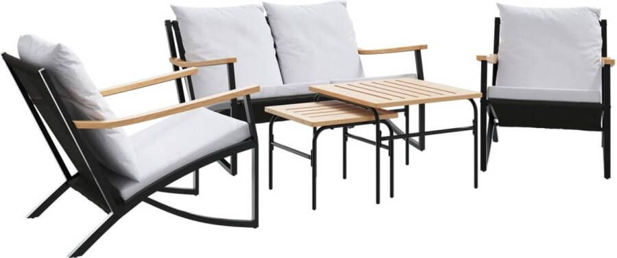 VidaXL 5-delige Balkonset met kussens staal zwart