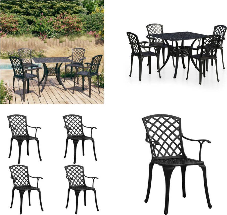 VidaXL 5-delige Bistroset gietaluminium zwart Bistroset Bistrosets Bistro Set Bistro Sets