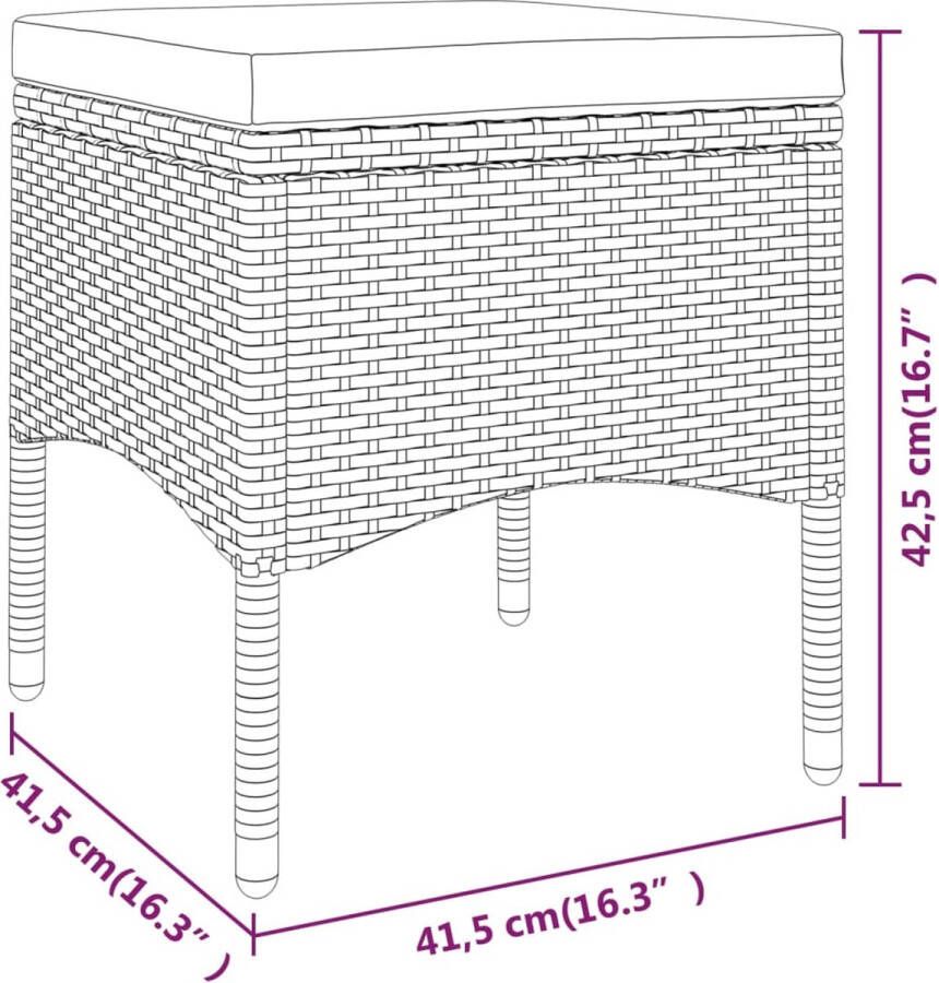 VidaXL 5-delige Bistroset poly rattan en gehard glas bruin
