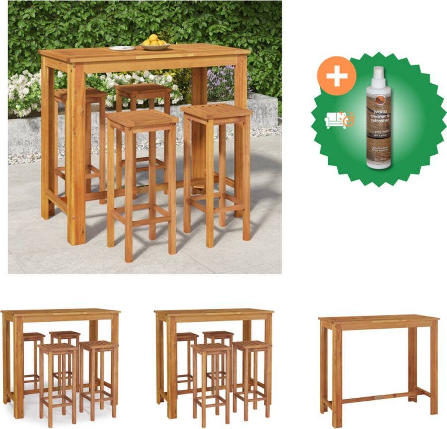 VidaXL 5 delige Eethoek massief acaciahout Tuinset Inclusief Houtreiniger en verfrisser