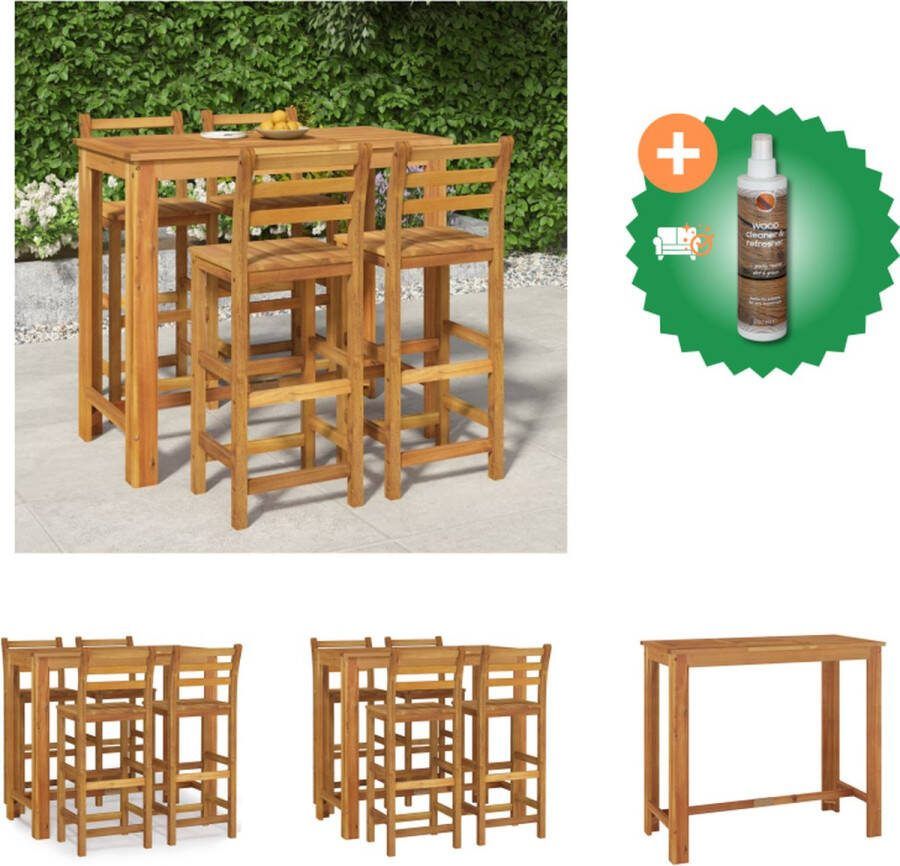 VidaXL 5 delige Eethoek massief acaciahout Tuinset Inclusief Houtreiniger en verfrisser