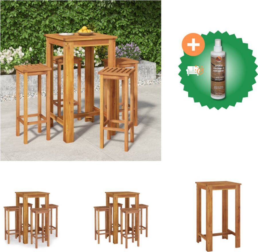 VidaXL 5 delige Eethoek massief acaciahout Tuinset Inclusief Houtreiniger en verfrisser