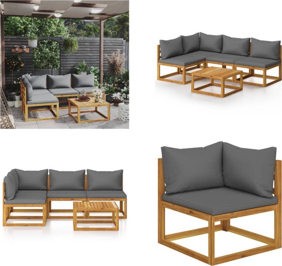 VidaXL 5-delige Loungeset met kussens massief acaciahout Tuinset Tuinsets Tuinmeubelset Tuinmeubelsets