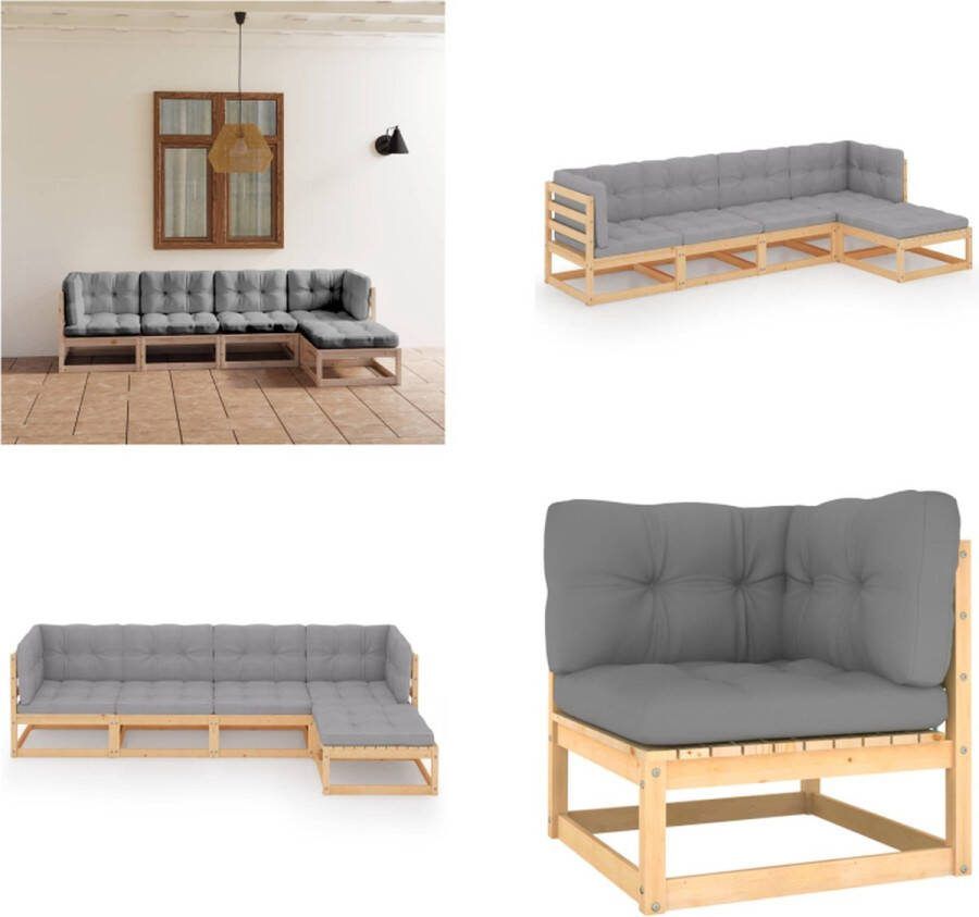 VidaXL 5-delige Loungeset met kussens massief grenenhout Loungeset Loungesets Tuinsets