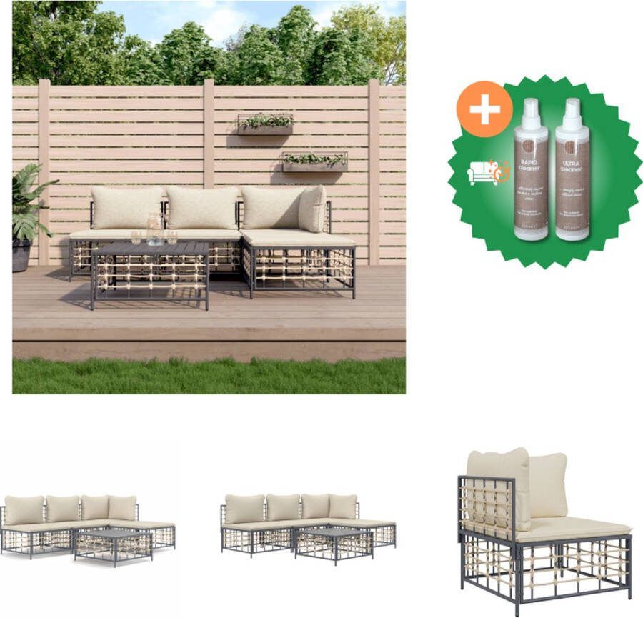 VidaXL Loungeset Antraciet Poly rattan 72 x 72 x 66 cm Weerbestendig materiaal Loungebank Inclusief Onderhoudsset