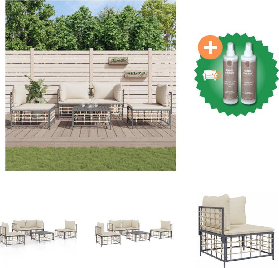 VidaXL Hoekbank Modulaire Loungeset Antraciet 72x72x66 cm Weerbestendig materiaal Loungebank Inclusief Onderhoudsset