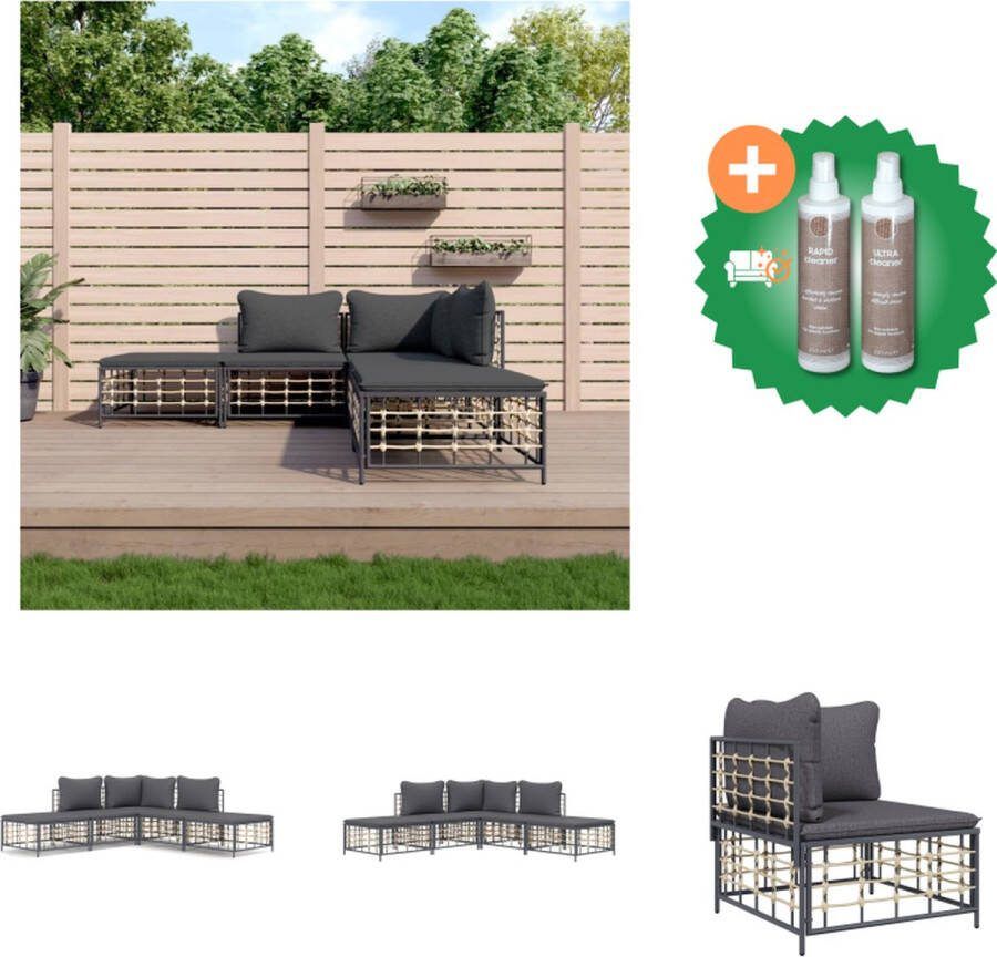 VidaXL Hoekbank Antraciet Poly Rattan 72x72x66 cm Weerbestendig materiaal Stevig stalen frame Loungebank Inclusief Onderhoudsset