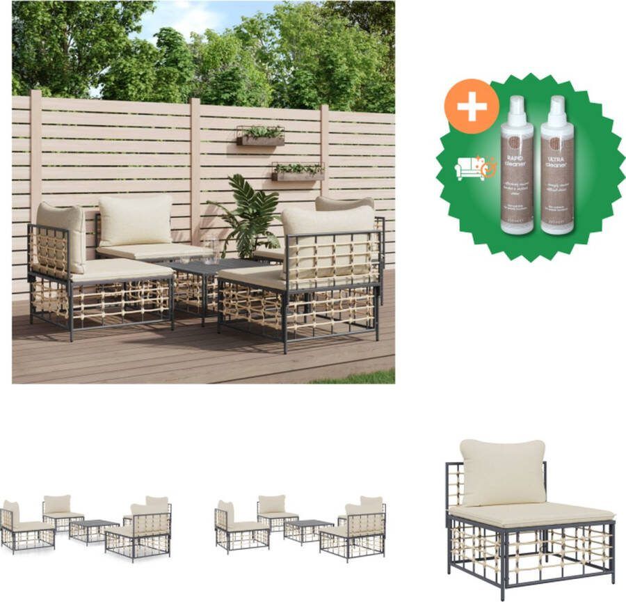 VidaXL Loungeset Middenbank antraciet 72 x 70 x 66 cm 110 kg draagvermogen Loungebank Inclusief Onderhoudsset