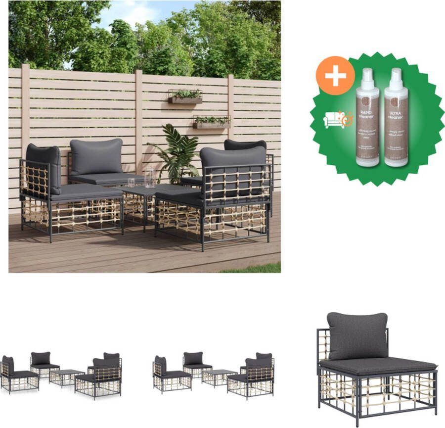 VidaXL Loungeset Poly rattan Antraciet 72 x 70 x 66 cm Met comfortabele kussens Loungebank Inclusief Onderhoudsset
