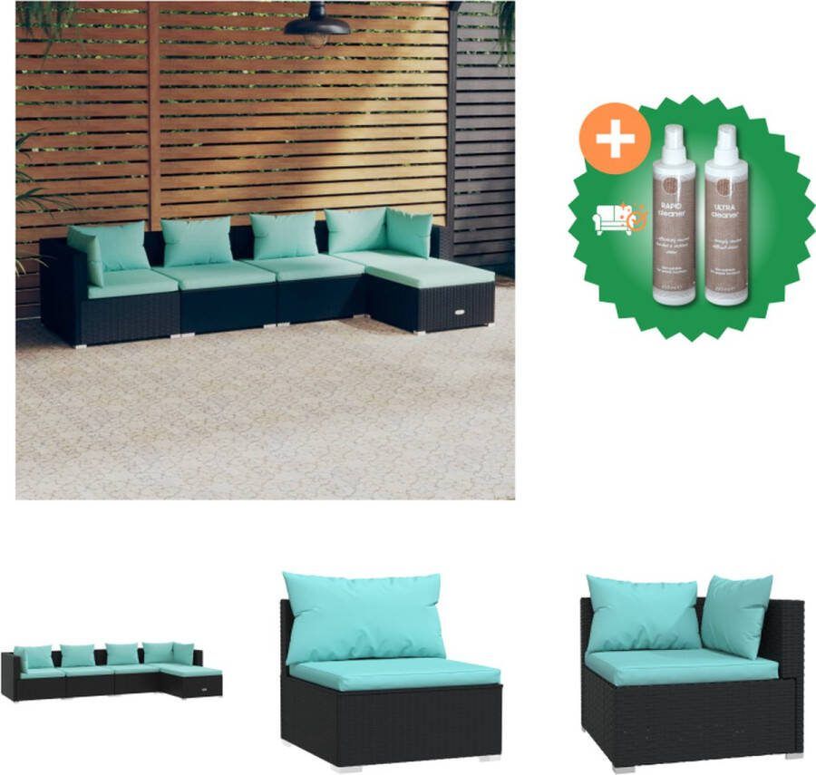 VidaXL loungeset zwart PE-rattan modulair design comfortabele kussens 5 zitkussens 6 rugkussens Tuinset Inclusief Onderhoudsset