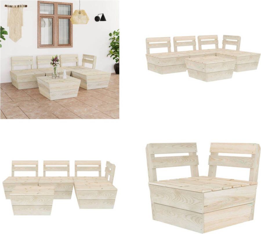 VidaXL 5-delige Loungeset pallet geïmpregneerd vurenhout Loungeset Loungesets Tuinset Tuinsets