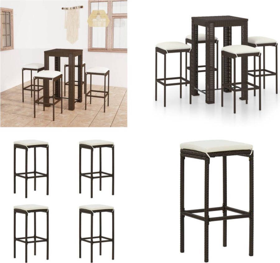 VidaXL 5-delige Tuinbarset met kussens poly rattan bruin Tuinset Tuinsets Loungeset Loungesets