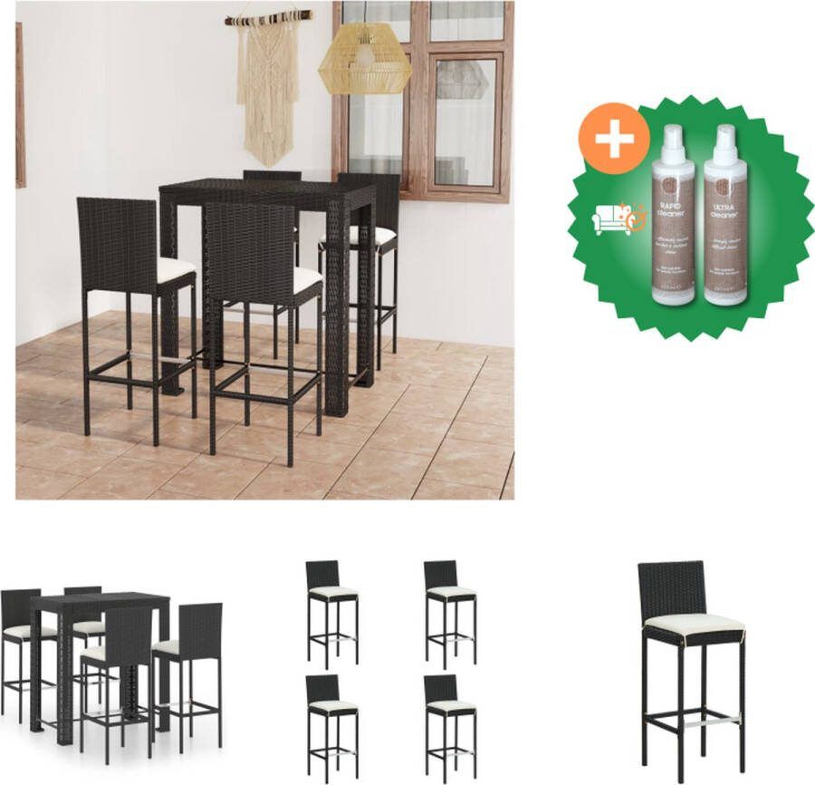 VidaXL Barset Trendy Bartafel en barkruk Afmetingen- 100x60.5x110.5cm Kleur- Zwart Tuinset Inclusief Onderhoudsset