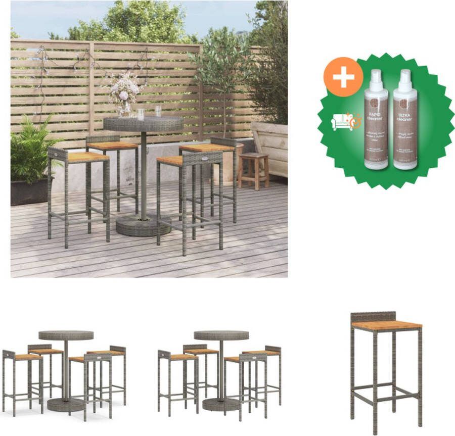 VidaXL Barkrukken Set Trendy Tuinbarset Tuinmeubelen 40x44x86 cm Grijs Tuinset Inclusief Onderhoudsset
