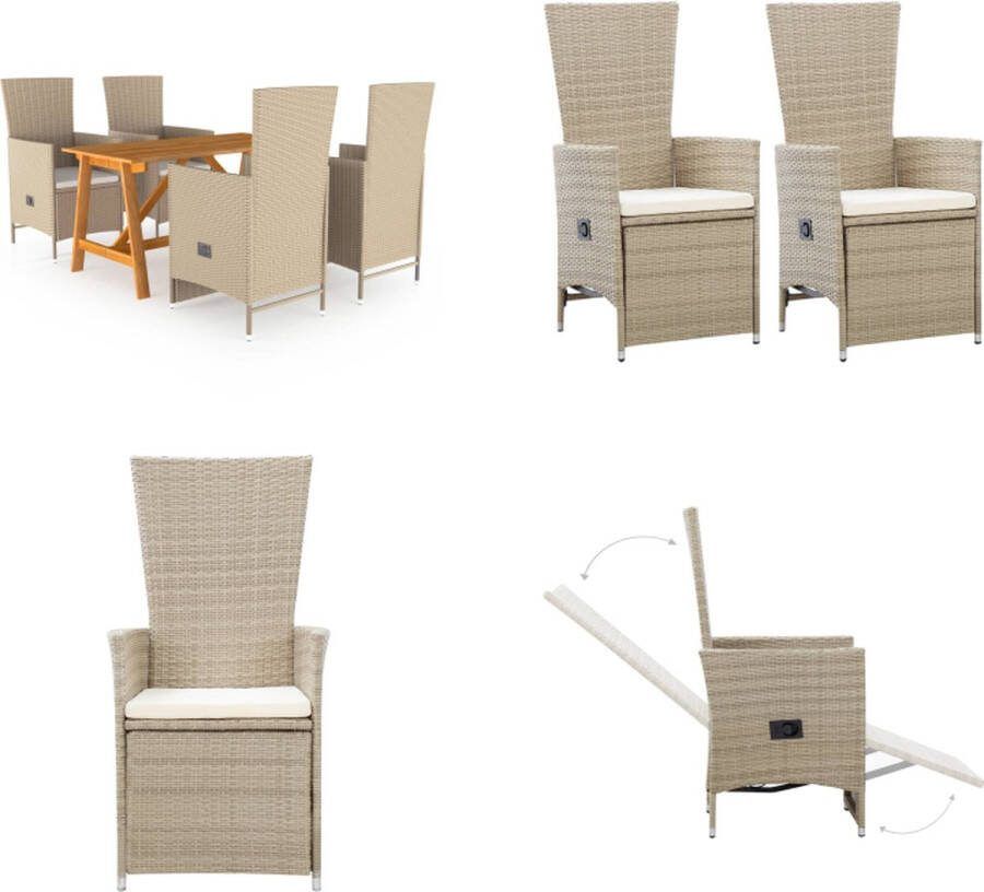 VidaXL 5-delige Tuinset beige Tuinset Tuinsets Eetset Eetsets