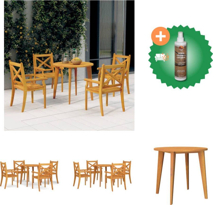 VidaXL Houten Eethoek Massief Acaciahout Tuintafel 85x75cm Stoel 54x55x90cm Rustiek Design Tuinset Inclusief Houtreiniger en verfrisser