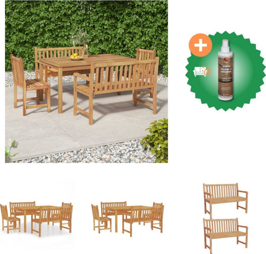 VidaXL Teakhouten Tuinset Eethoek 150x90x77cm Waterbestendig Tuinset Inclusief Houtreiniger en verfrisser