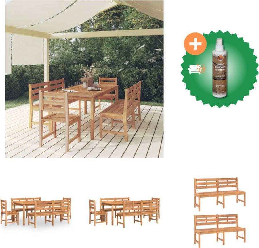 VidaXL Teakhouten Tuinset Eethoek 180 x 90 cm Waterbestendig Tuinset Inclusief Houtreiniger en verfrisser