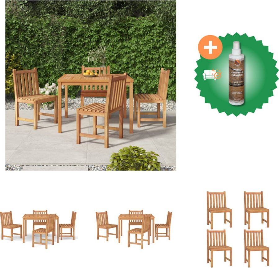 VidaXL Eethoek Massief Teakhout Tafel 110x110x77 cm Stoel 50x53x90 cm Tuinset Inclusief Houtreiniger en verfrisser