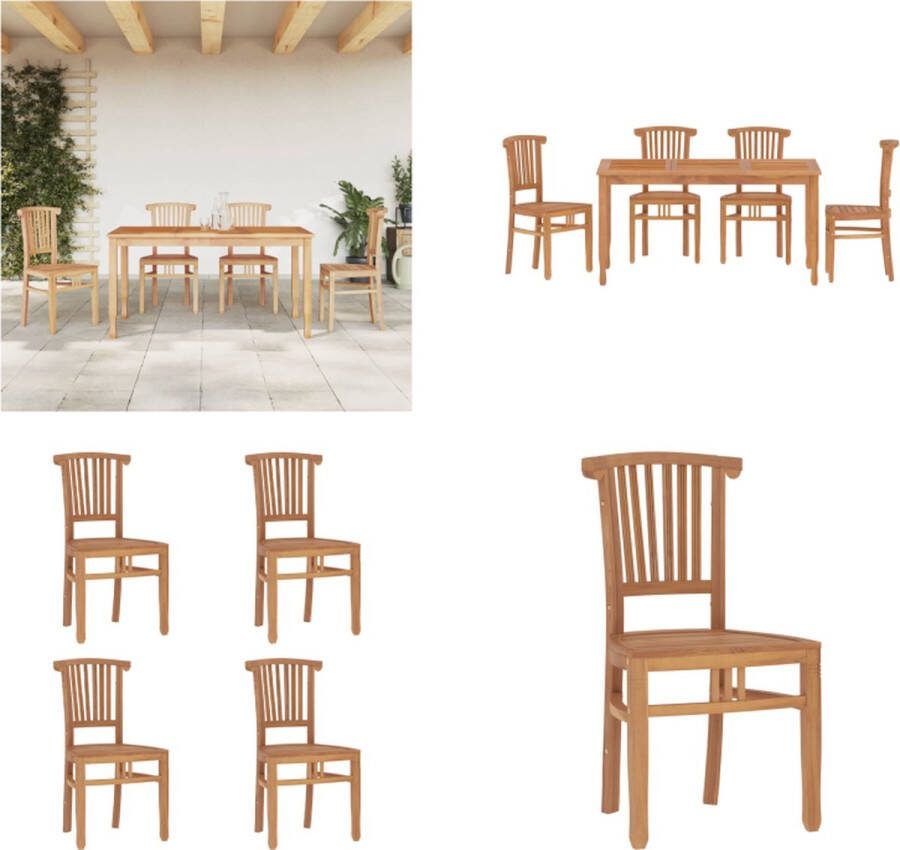 VidaXL 5-delige Tuinset massief teakhout Tuinset Tuinsets Loungeset Tuintafel