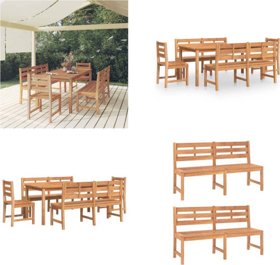 VidaXL 5-delige Tuinset massief teakhout Tuinset Tuinsets Terrasset Eethoek