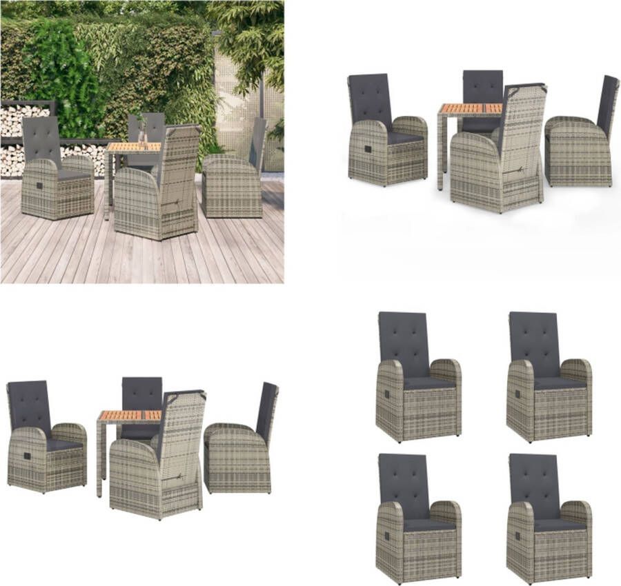 VidaXL 5-delige Tuinset met kussens poly rattan grijs Tuinset Tuinsets Tuin Set Tuinmeubelset