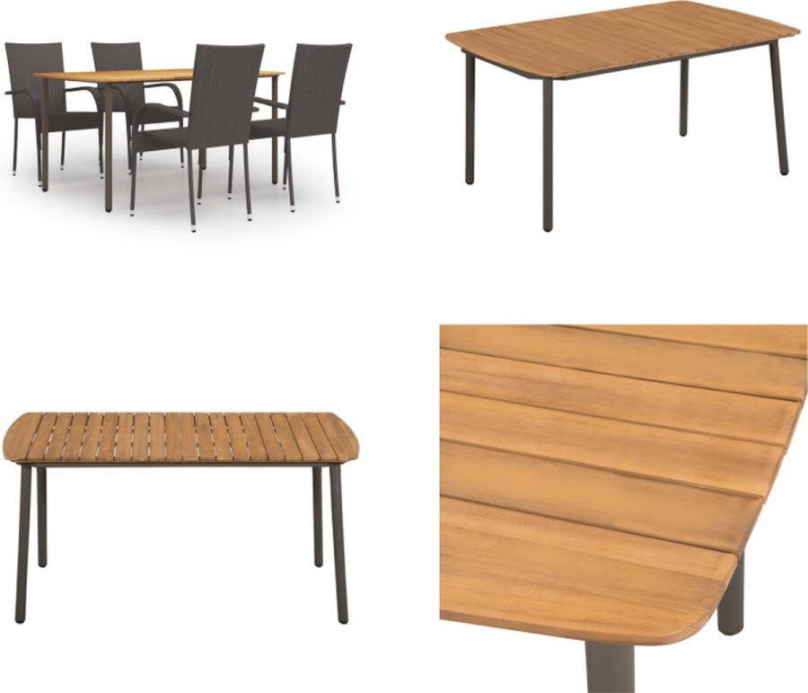VidaXL 5-delige Tuinset poly rattan bruin Eetset Eetsets Tuinset Tuinsets