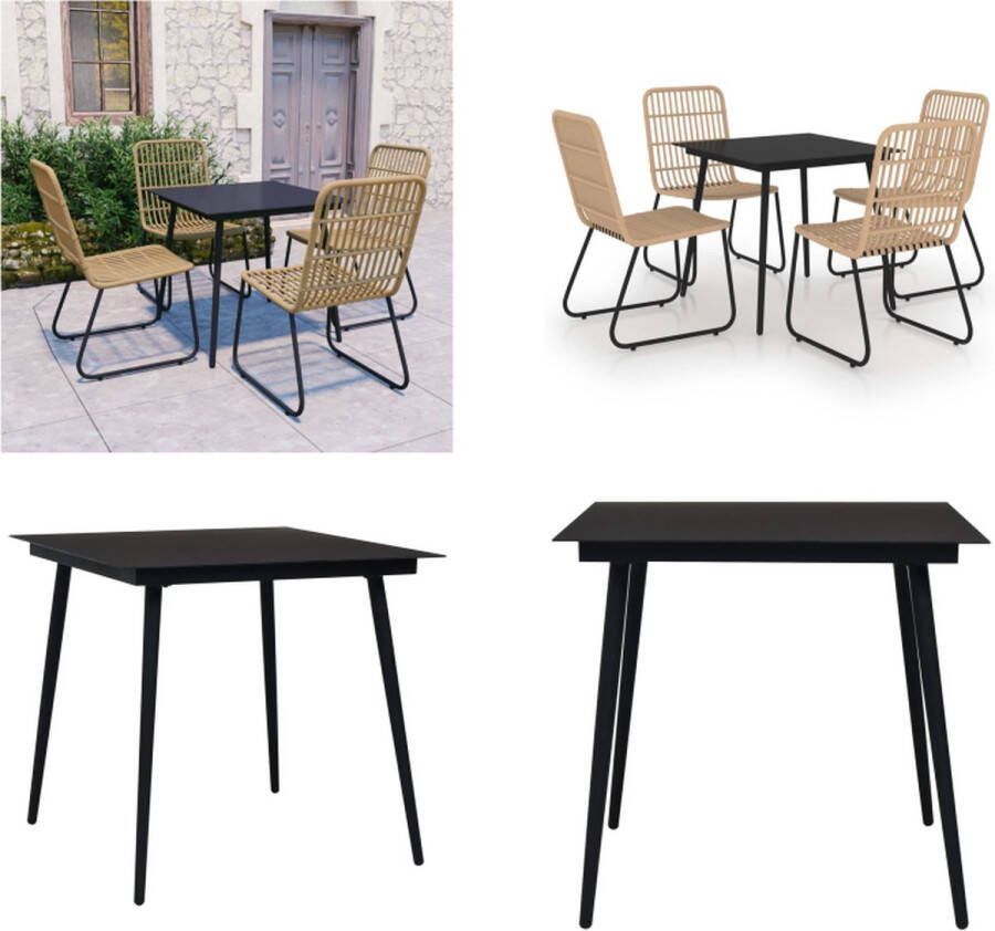 VidaXL 5-delige Tuinset poly rattan en glas Eetset Eetsets Eettafel En Stoel Eettafels En Stoelen