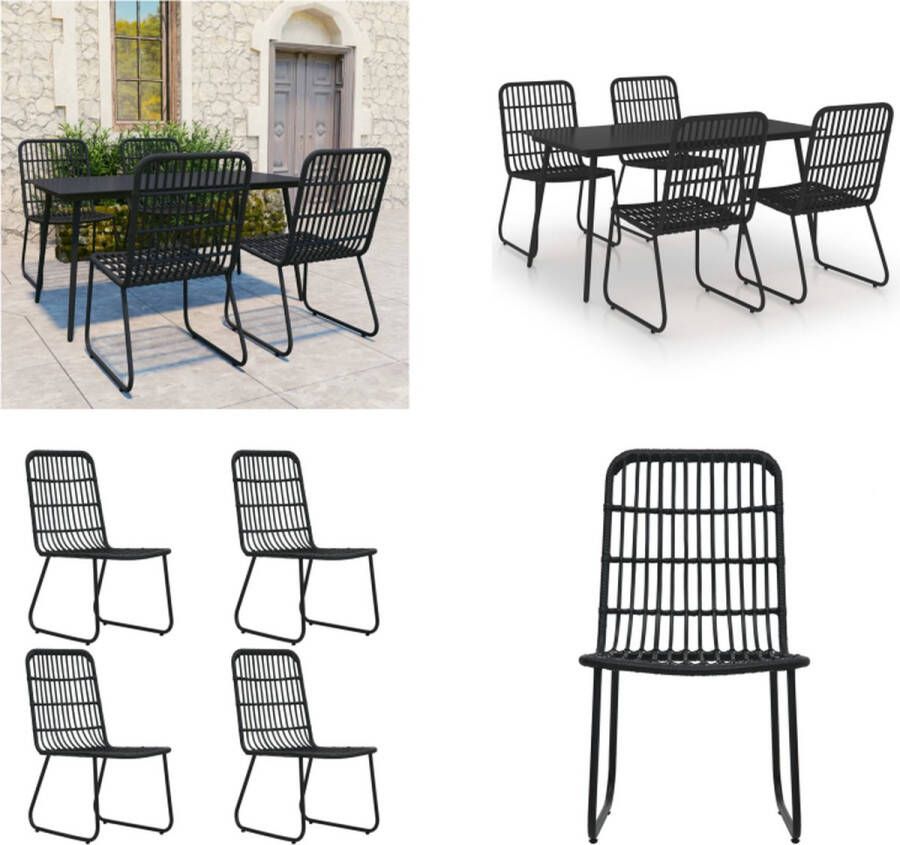 VidaXL 5-delige Tuinset poly rattan en glas Eetset Eetsets Eettafel En Stoel Eettafels En Stoelen