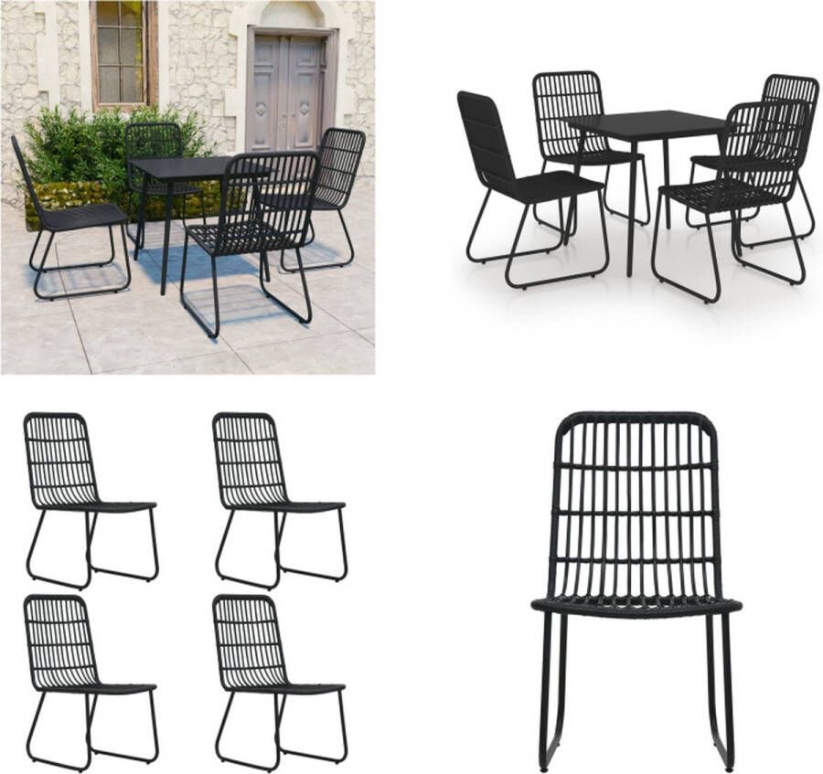 VidaXL 5-delige Tuinset poly rattan en glas Eetset Eetsets Eettafel En Stoel Eettafels En Stoelen