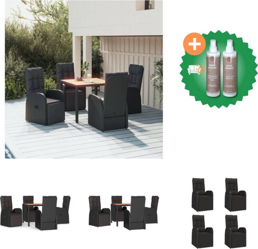 VidaXL Leunstoel Zwart PE-rattan en gepoedercoat staal 57 x 69 x 106 cm Verstelbare functie Tuinset Inclusief Onderhoudsset