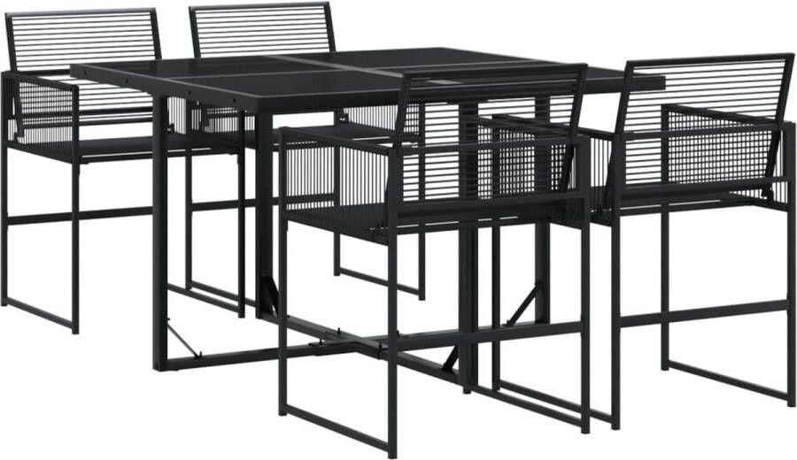 VidaXL 5-delige Tuinset poly rattan zwart